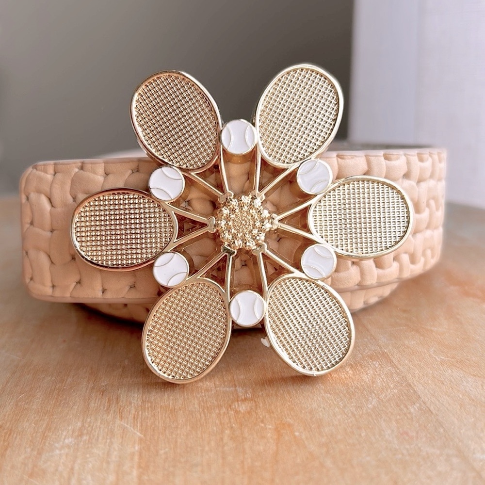 Cesoli Court Buckle Gold | Honey & Sugar Braided Reversible Tennis Leather Belt